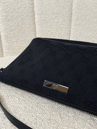Image 3 of Vintage Authentic Gucci GG Pochette Boat Handbag in Black