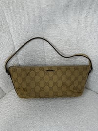Image 1 of Vintage Authentic Gucci GG Pochette Boat Handbag in Beige