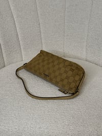 Image 3 of Vintage Authentic Gucci GG Pochette Boat Handbag in Beige