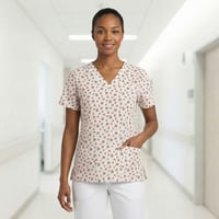 Image 2 of Tiny Blossom V-Neck Scrub Top