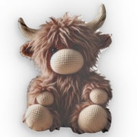 Image 1 of Highland Cow Faux Crochet, Plush Doll, Gift For Her, Shaped Pillows