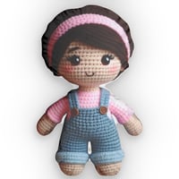 Image 1 of Crochet Doll Shaped Pillow, Custom Amigurumi Toy for Baby's Birthday Gift, First