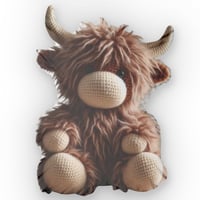 Image 3 of Highland Cow Faux Crochet, Plush Doll, Gift For Her, Shaped Pillows