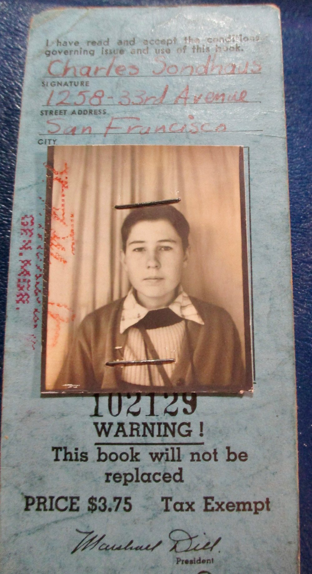 SCARCE 1939-1940 GOLDEN GATE EXPO (GGIE) TICKET BOOK WITH YOUNG MR.  SONDHOUS' PHOTO