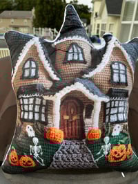 Image 2 of Haunted Mansion Halloween, Spooky Haunted House, Scary Gift, Plush Shaped Pillow