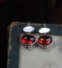 Image 1 of Oval garnet drop earrings 