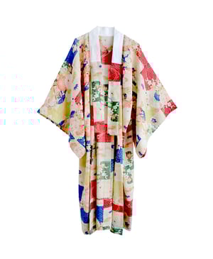 Image of Kimono dame af uld med florale mønstre