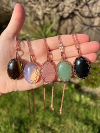 Image 1 of Wire Wrapped Rose Gold Crystal Necklace