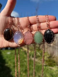 Image 2 of Wire Wrapped Rose Gold Crystal Necklace