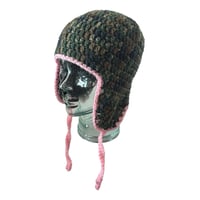 Image 2 of Dark Camo Trapper Hat with Pink Trim 