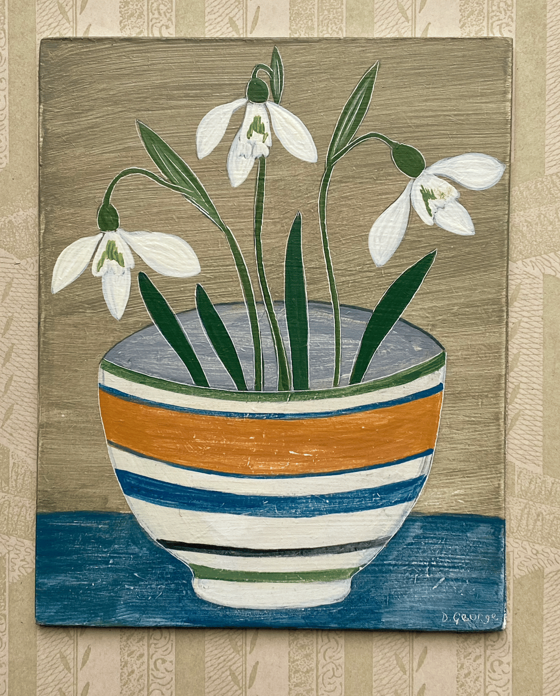 Image of Mochaware bowl and Snowdrops