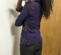 Image 2 of 00s purple sequin and beaded micromesh long sleeve top 