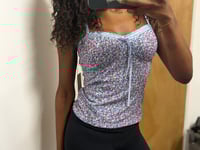 Image 1 of floral cami with baby blue ribbon and lace 