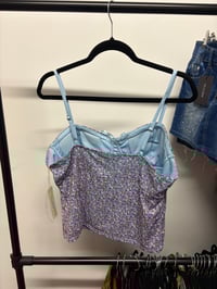 Image 3 of floral cami with baby blue ribbon and lace 