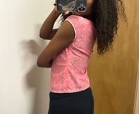 Image 2 of 00s pink lace baby tee with beads and sequins on neckline