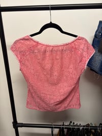 Image 4 of 00s pink lace baby tee with beads and sequins on neckline