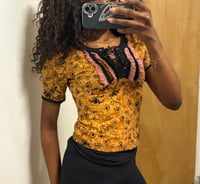 Image 1 of 00s baby tee with lace up detail and ruffles 