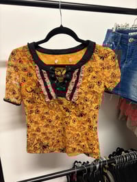 Image 3 of 00s baby tee with lace up detail and ruffles 