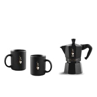 Image 1 of Bialetti Moka Express Black Edition Gift Set - 6 Cup + 2 Mugs