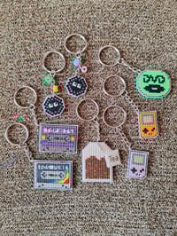 Image 1 of Stitched Keychains - Cassette Tape, Gameboy, DVD Logo, Tea 