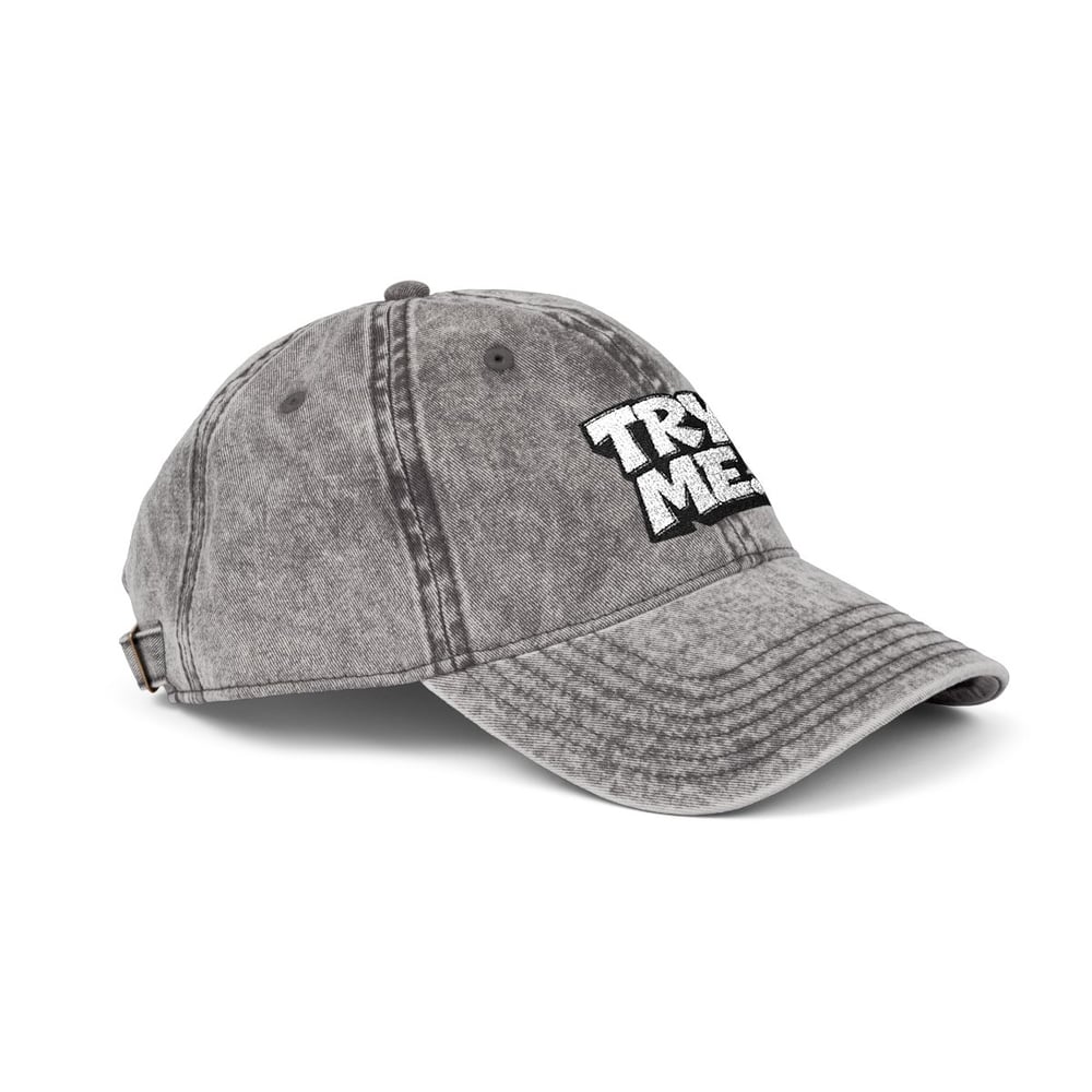 Image of Unisex Try Me Embroidered Vintage Baseball Cap — Distressed Red Cotton Hat