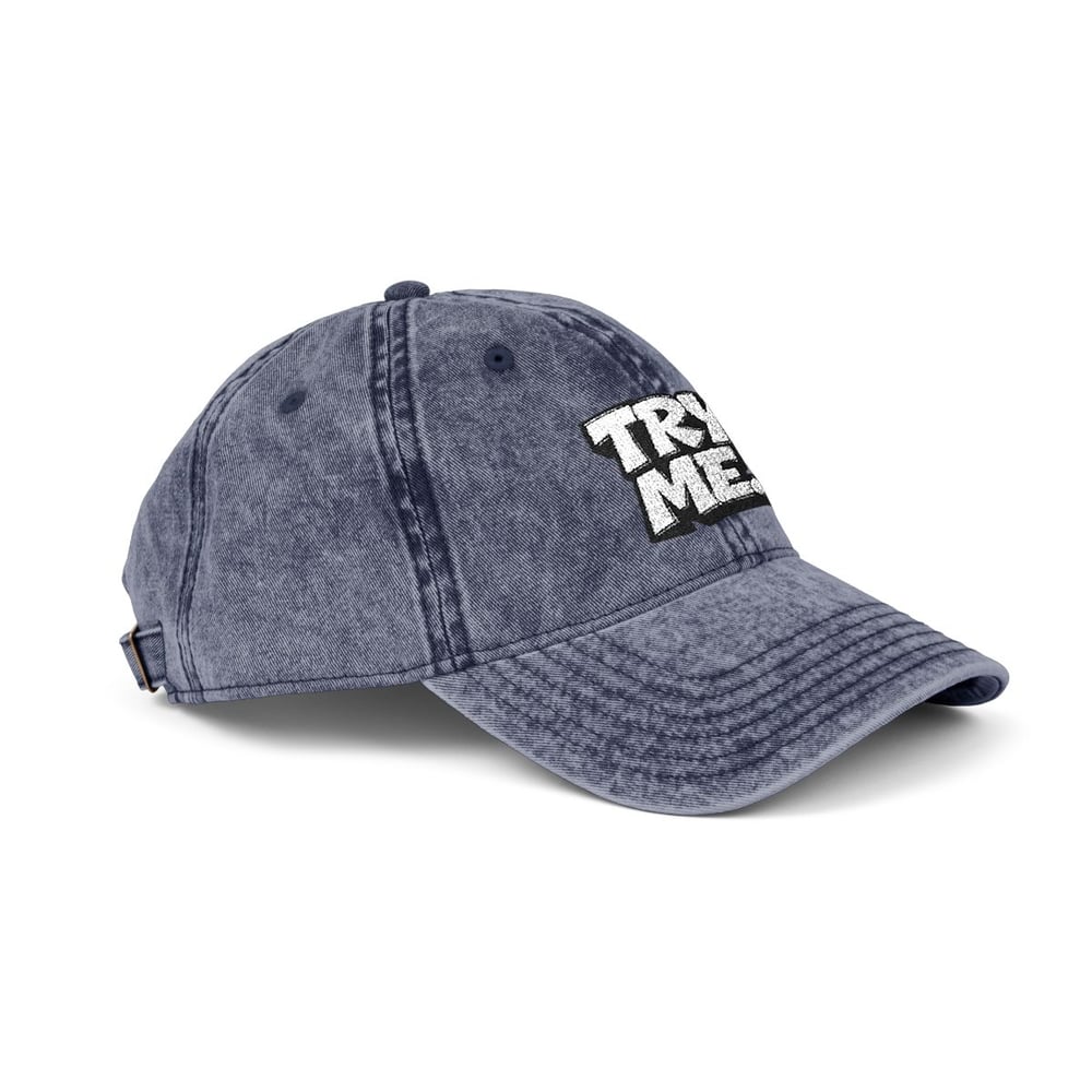 Image of Unisex Try Me Embroidered Vintage Baseball Cap — Distressed Red Cotton Hat