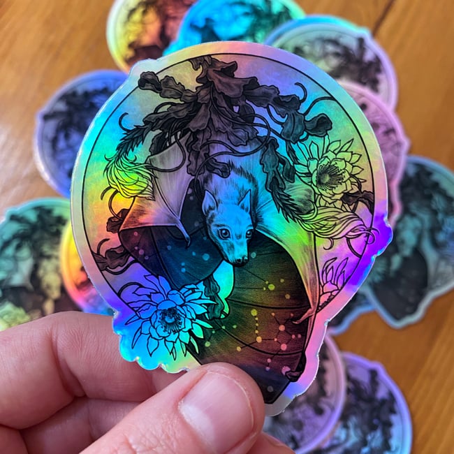 Holographic Sticker Pack - Fuck Luck, Three Hares, Astral Bat