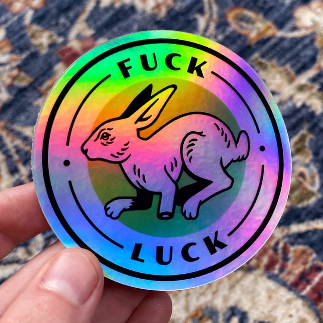 Holographic Sticker Pack - Fuck Luck, Three Hares, Astral Bat