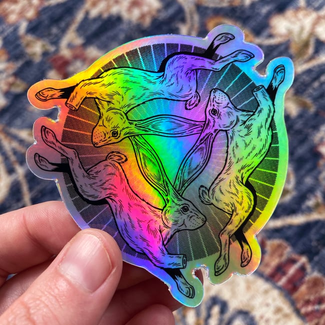 Holographic Sticker Pack - Fuck Luck, Three Hares, Astral Bat