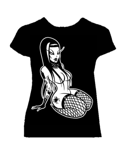 Image of preorder THE BLACK WIDOW - WOMANS  fitted  babydoll shirt- ships april 10th 