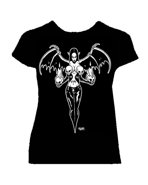 Image of preorder EVIL GIRL WOMANS  fitted  babydoll shirt- ships april 10th 
