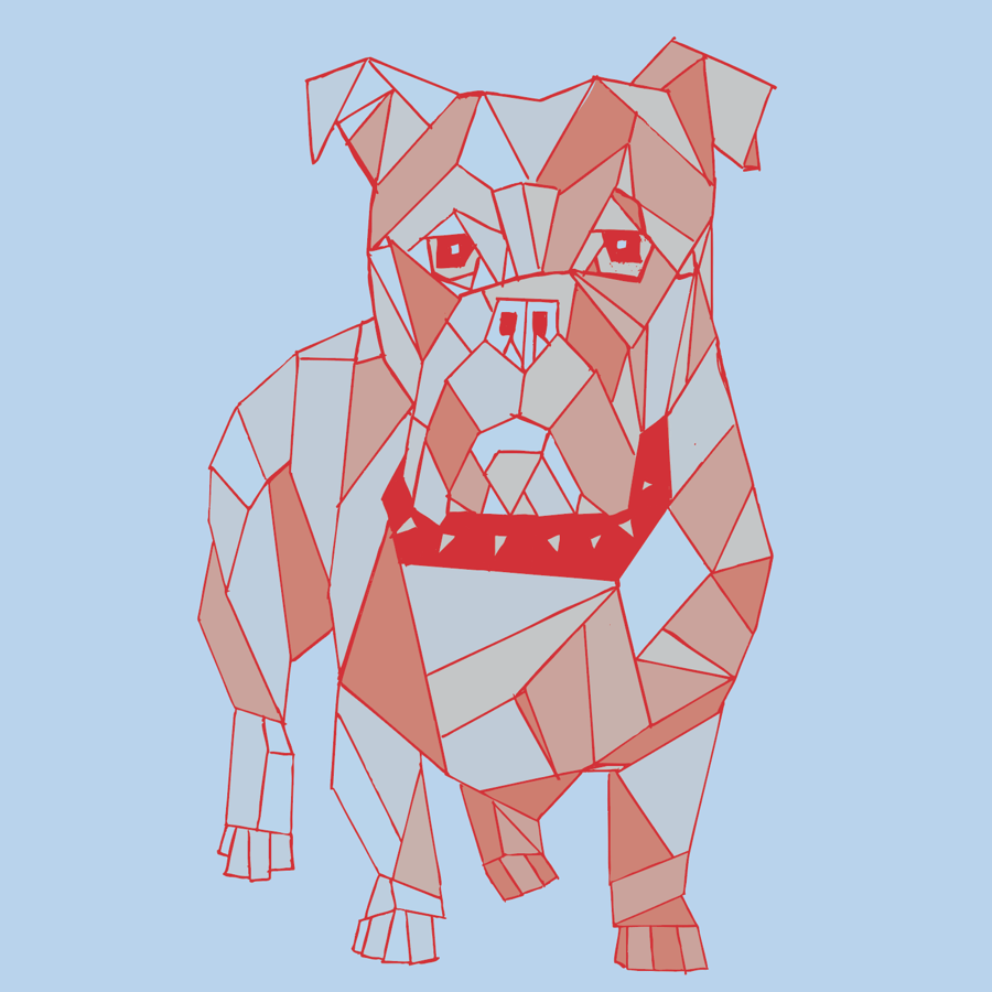 Image of Adult Mosaic Bulldog on Carolina Blue 