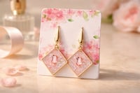 PINK RESIN WITH GOLD DANGLE EARRINGS WITH PINK CENTER STONE