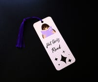 Image 1 of Handmade Hot Girls Read Bookmark with Purple Tassel, book, reading, gift, woman