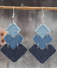 Denim Diamond Drip Earrings 