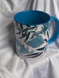 Blue Nature Coffee Mug with Leaf Pattern