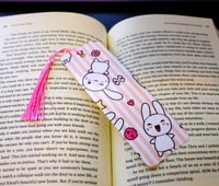 Image 1 of Handmade Anime Bunny Bookmark with Pink Tassel, trending, book, read, gift
