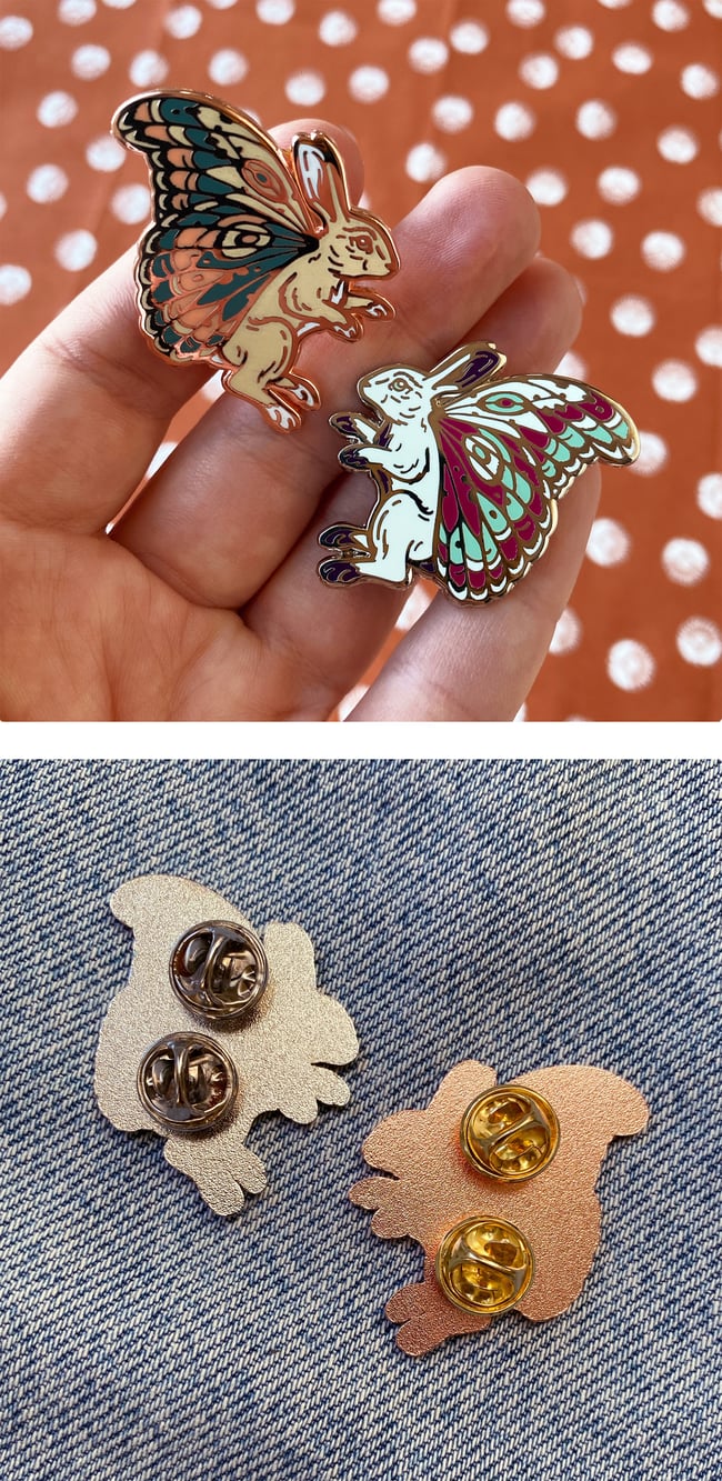 Bunnerfly Enamel Pins - Copper + Nickel
