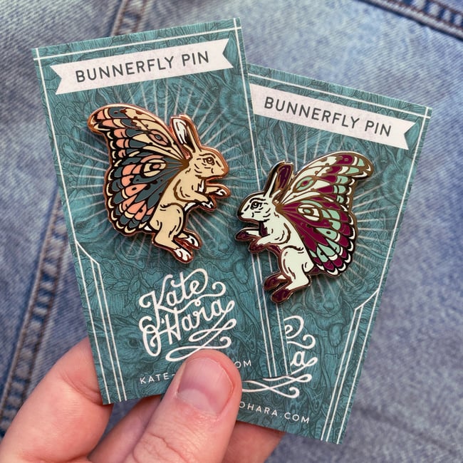 Bunnerfly Enamel Pins - Copper + Nickel