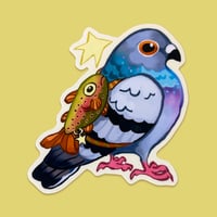 Image 1 of fish backpack pigeon sticker