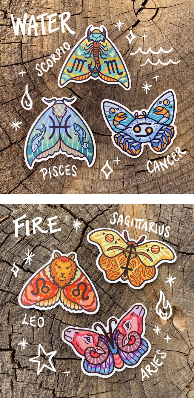 Zodiac Moth Stickers