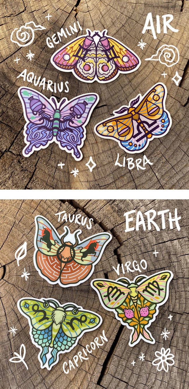 Zodiac Moth Stickers