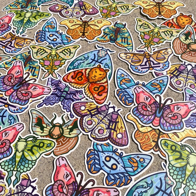 Zodiac Moth Stickers