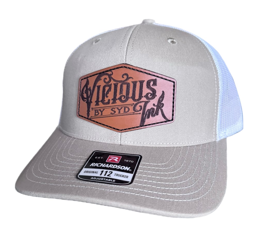 Image of Leather Patch Trucker Tan/Wte