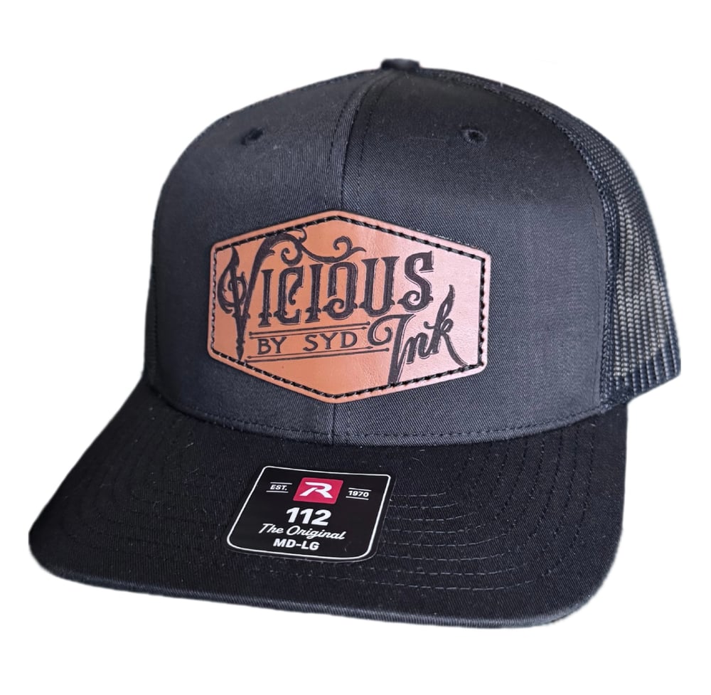 Image of Leather patch trucker BLK/Blk