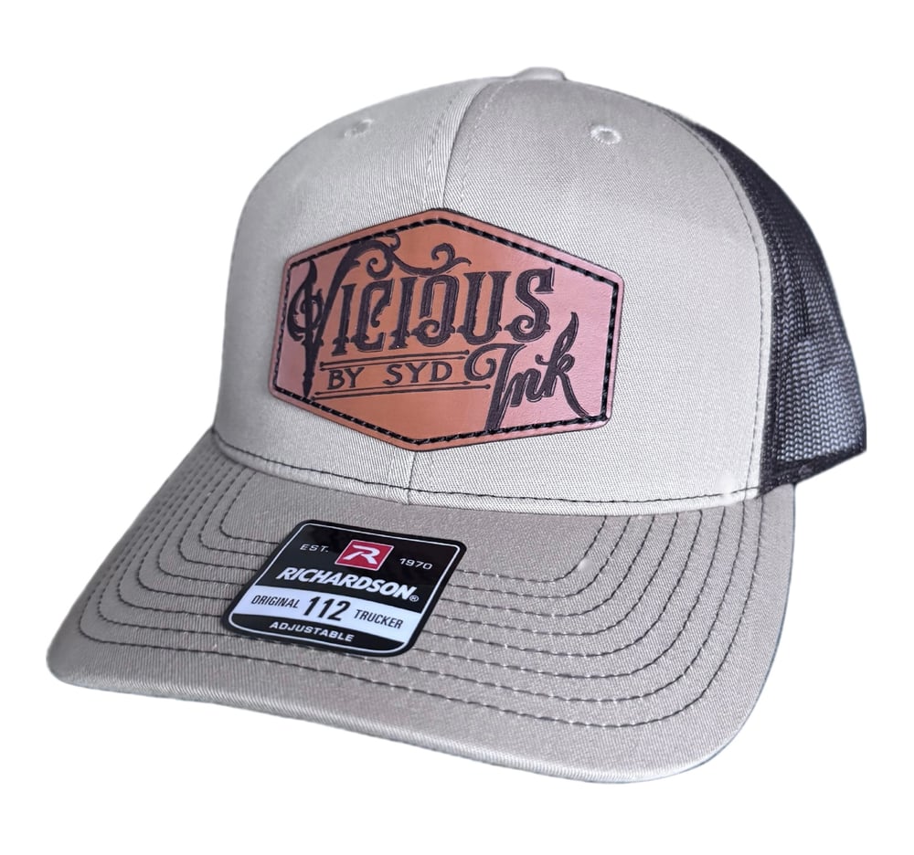 Image of Leather patch trucker tan/blk