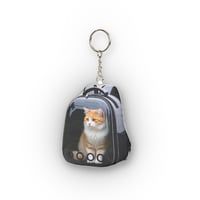 Image 2 of Cat Carrier Backpack Mini Plush Keychain | Custom Shape Keychain