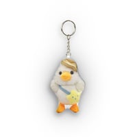 Image 1 of Cute White Duck with Hat and Star Bag Plush Shape Mini Plush Keychain