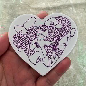 Image of Cat With Snakes Heart Sticker