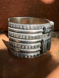 Image 5 of WL&A Handmade Old Style Crossroads Whirling Log Cuff - Pilot Mt Turquoise - Size 6.5" Wrist